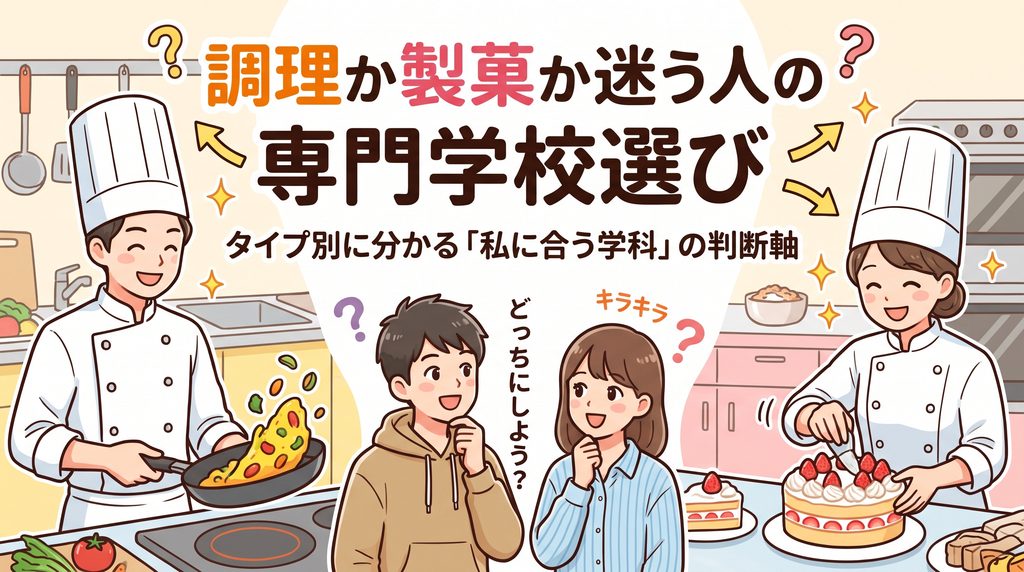 調理製菓専門学校の選び方を考える高校生のイメージ画像