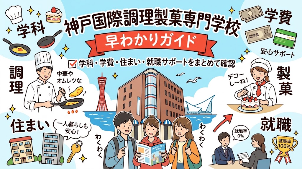 神戸国際調理製菓専門学校の学費・学科を調べるイメージ画像
